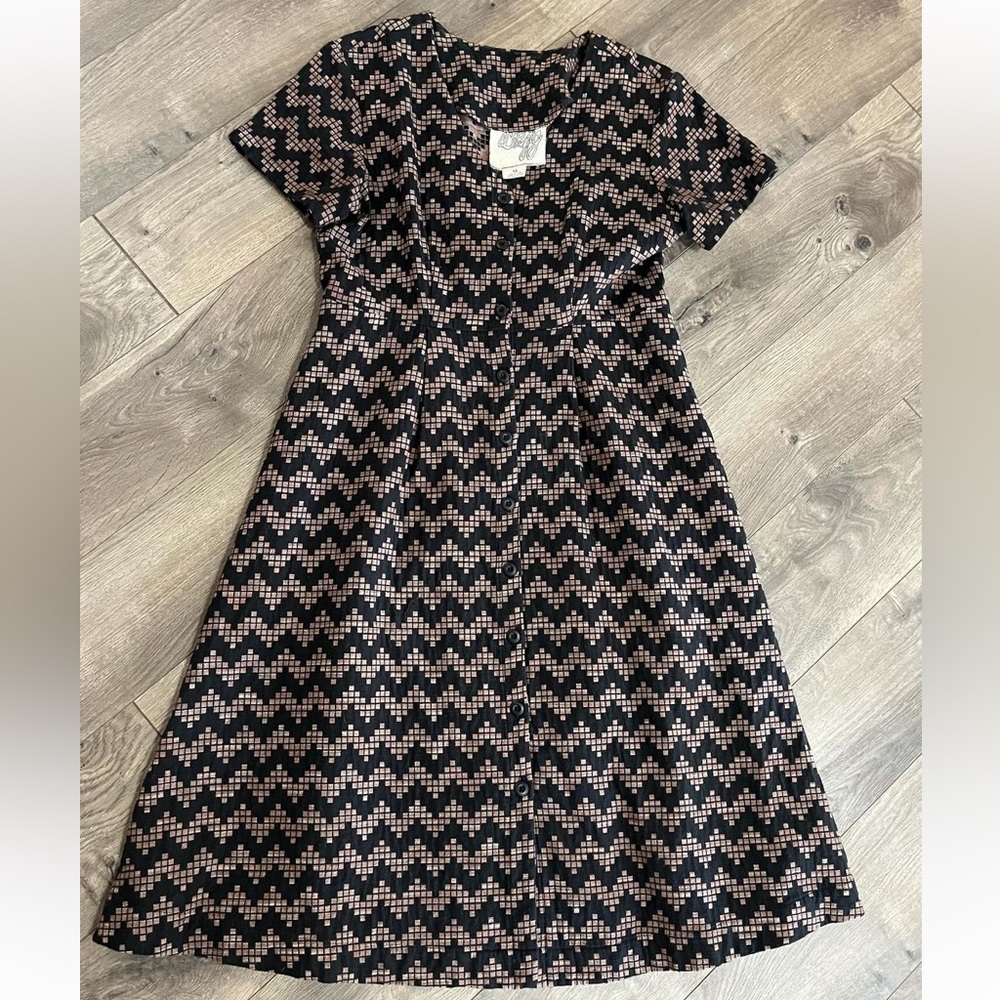 Ace & Jig Greta Dress in Black Herringbone, size M